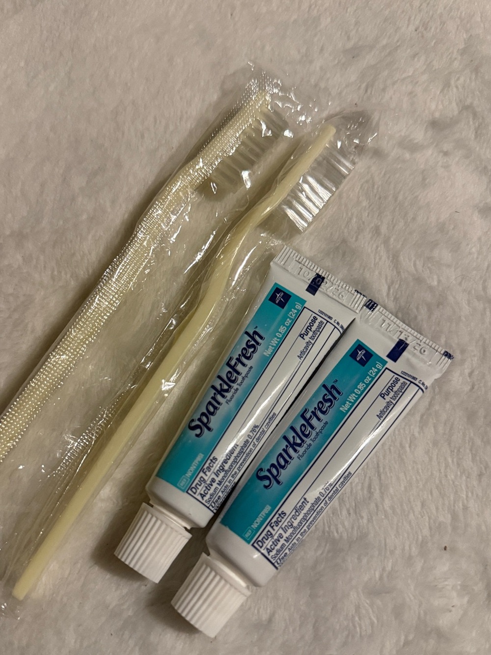 💜 Emergency SparkleFresh Travel Toothpaste Tubes with Travel Toothbrushes